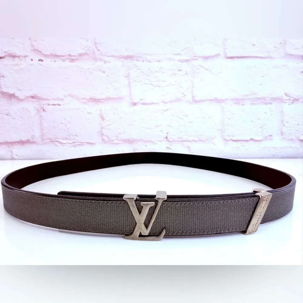 Louis Vuitton Initiales 20mm Metallic Gunmetal Belt 75/30